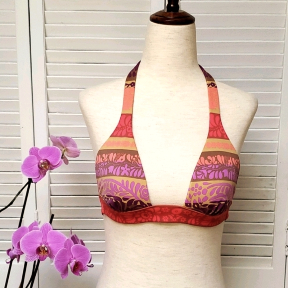 Victoria's Secret Striped Triangle Bikini Top in Red and Pink Size XS
